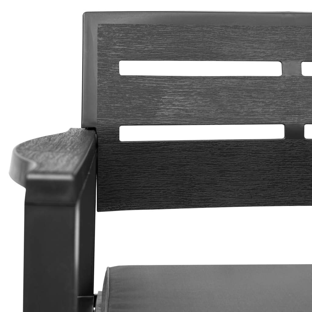 Vidaxl 2-Seater Patio Bench With Cushions 52.4'' Plastic Anthracite