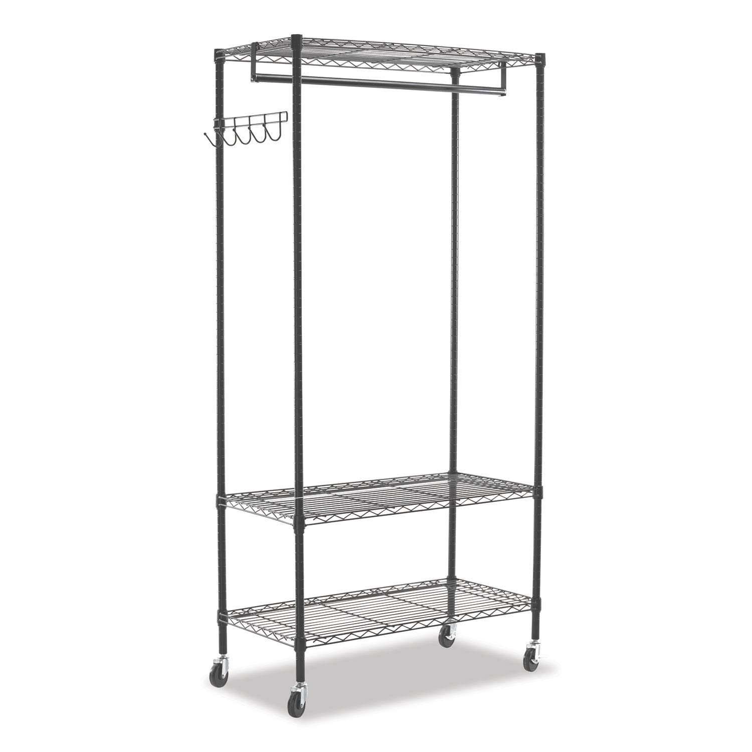 Alera ALEGR363618BL 36 in. W x 18 in. D x 75 in. H 30 Garments Wire Shelving Garment Rack - Black