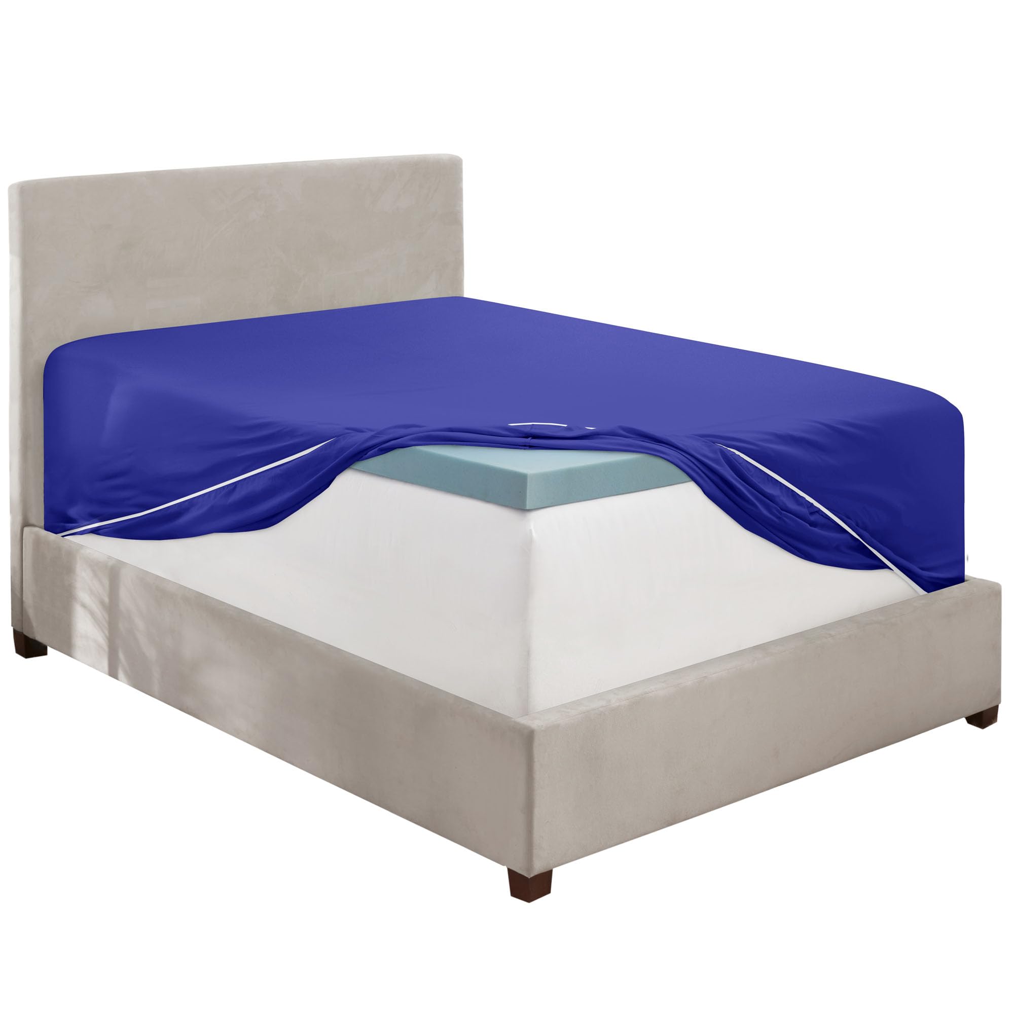 Hearth & Harbor Royal Blue Twin Xl Fitted Sheet Only, Extra Deep Pocket Fitted Bed Sheet, 1800 Microfiber Xl Twin Fitted Sheet, Ultra Soft Fitted Sheet Twin Xl Fits Up To 24 Inch Mattress