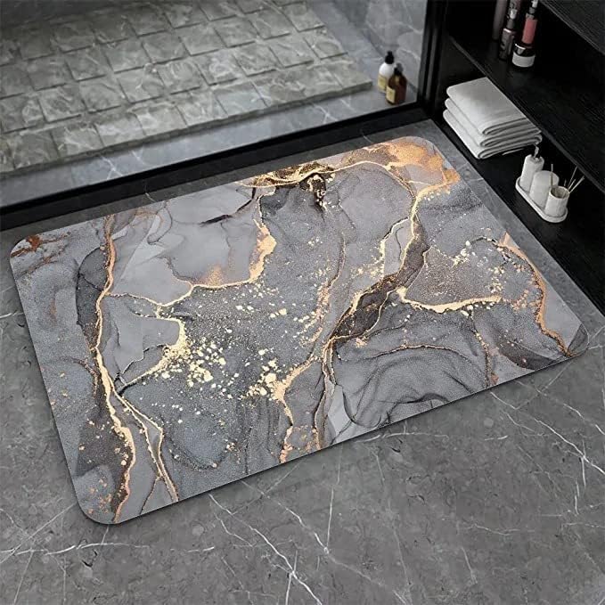 STARFLYER AntiSkid Rectenglur Bathroom Mat, Water Absorbent, Rubber, 40x60 cm, 3.5mm, Printed, 1 Piece