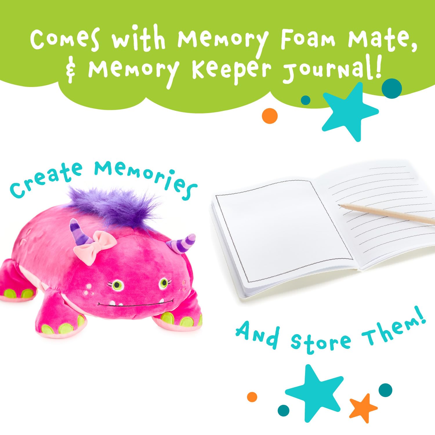 Memory Mates Katie The Pink Monster Memory Foam Pillow Plush,15    Stuffed Animal