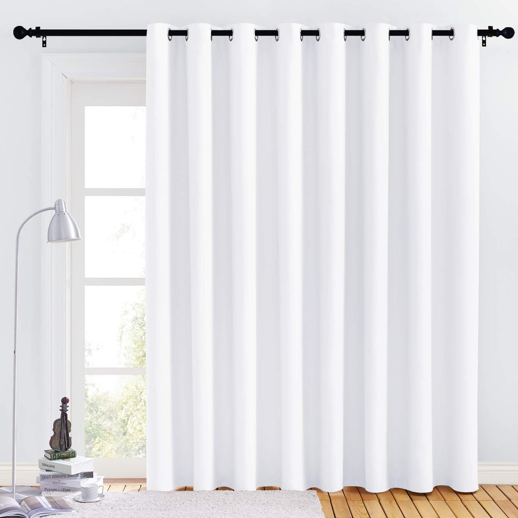 Nicetown Patio Door Curtain Panel - (120 Inches Wide, Pure White, 1 Piece) Nursery & Infant Care Drape, Extra Long 102 Inches Length Curtain For Dining Room
