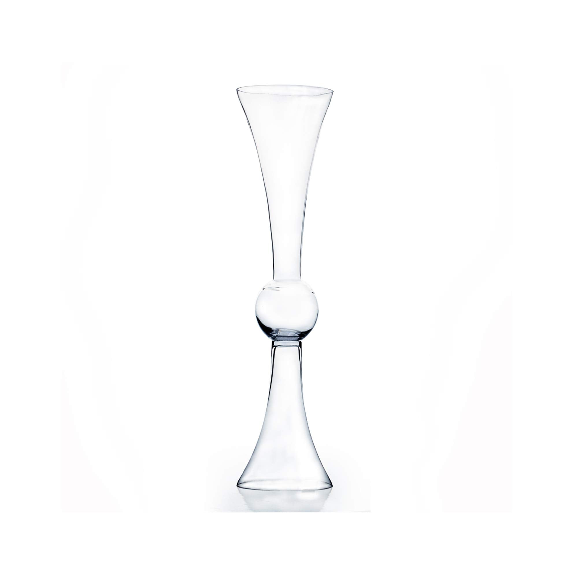 WGV Tall Trumpet Vase, Open 6, Height 24, Base 6, (Multiple Size/Color Choices) Clear Reversible Latour Floral Wedding Centerpie
