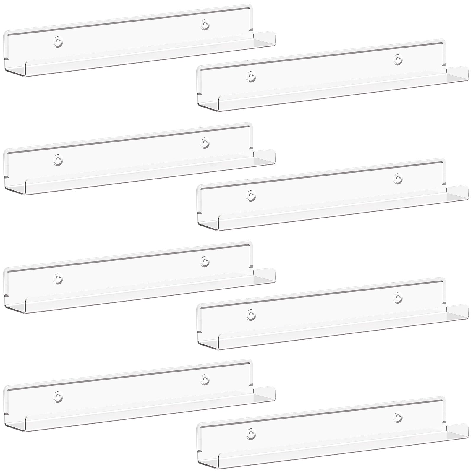 Lifewit Floating Shelves For Vinyl Record, 8 Pack 12' Clear Acrylic Wall Shelf Room Decor For Book/Photo/Picture/Makeup Display In Bedroom, Living Room, Bathroom Storage And Organization