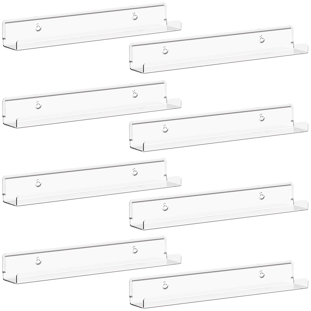 Lifewit Floating Shelves For Vinyl Record, 8 Pack 12' Clear Acrylic Wall Shelf Room Decor For Book/Photo/Picture/Makeup Display In Bedroom, Living Room, Bathroom Storage And Organization