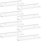 Lifewit Floating Shelves For Vinyl Record, 8 Pack 12' Clear Acrylic Wall Shelf Room Decor For Book/Photo/Picture/Makeup Display In Bedroom, Living Room, Bathroom Storage And Organization