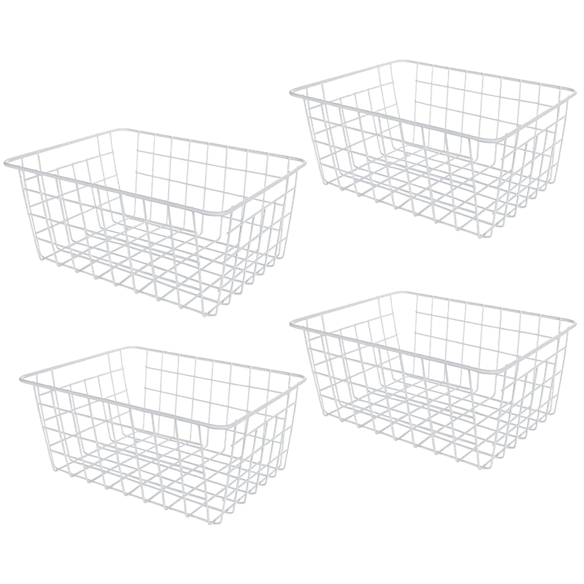 LISHINE 4 Pack Deep Freezer Organizer Bins Stackable Wire Basket for Organizing Metal Wire Storage Baskets for Pantry, Freezer B