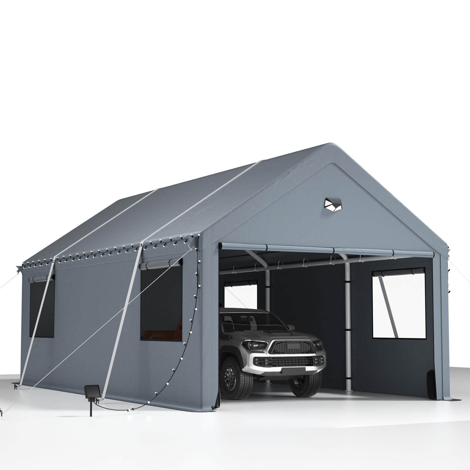 10X20Ft Heavy Duty Carport Canopy,Extra Large Portable Car Tent Garage With Roll-Up Windows And All-Season Tarp Cover,Removable