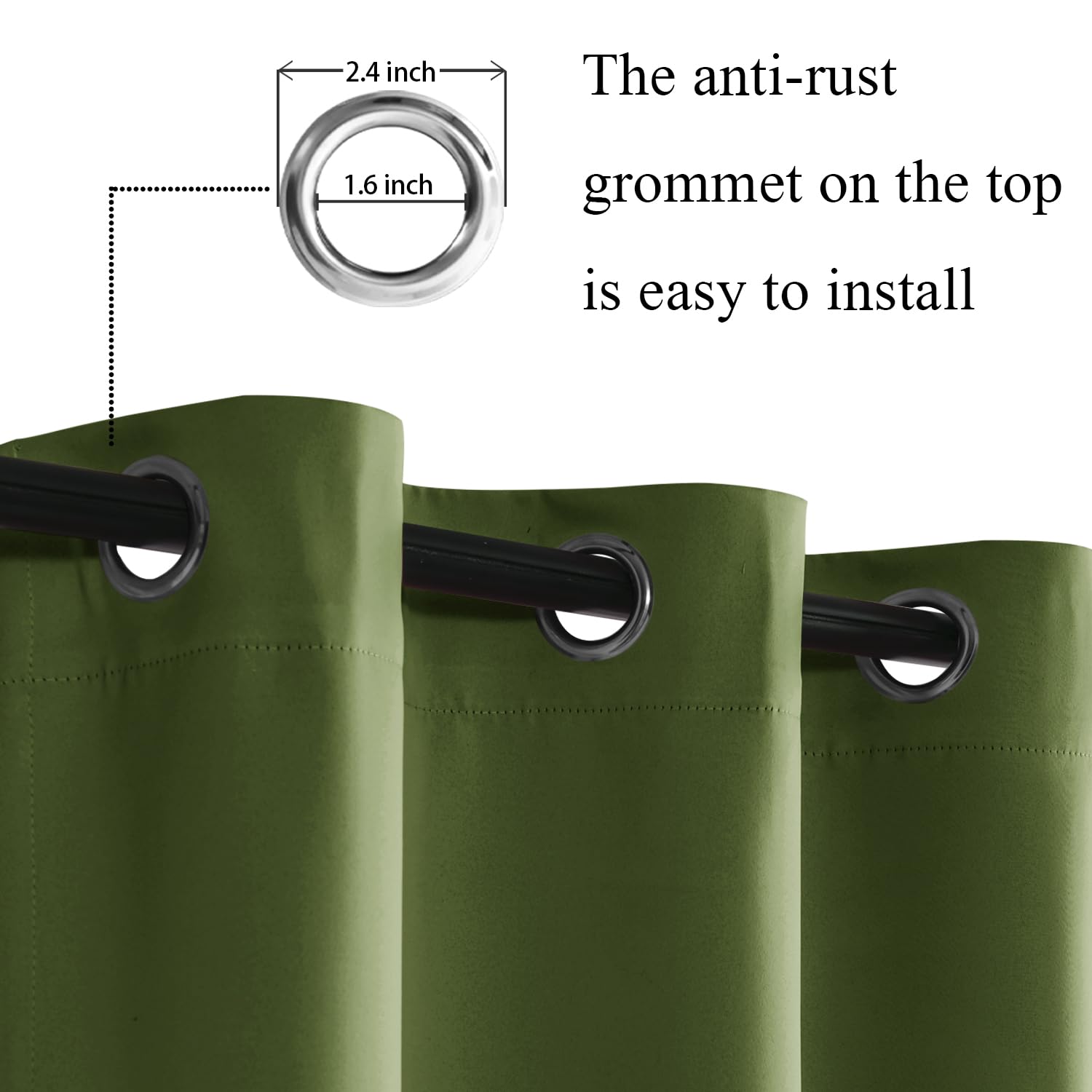 Jiuzhen Olive Green Blackout Curtains For Bedroom - Light Blocking And Noise Reducing Grommet Curtains For Living Room Darkening Curtains, Set Of 2 Window Curtain Panels, 38 X 54 Inch Length