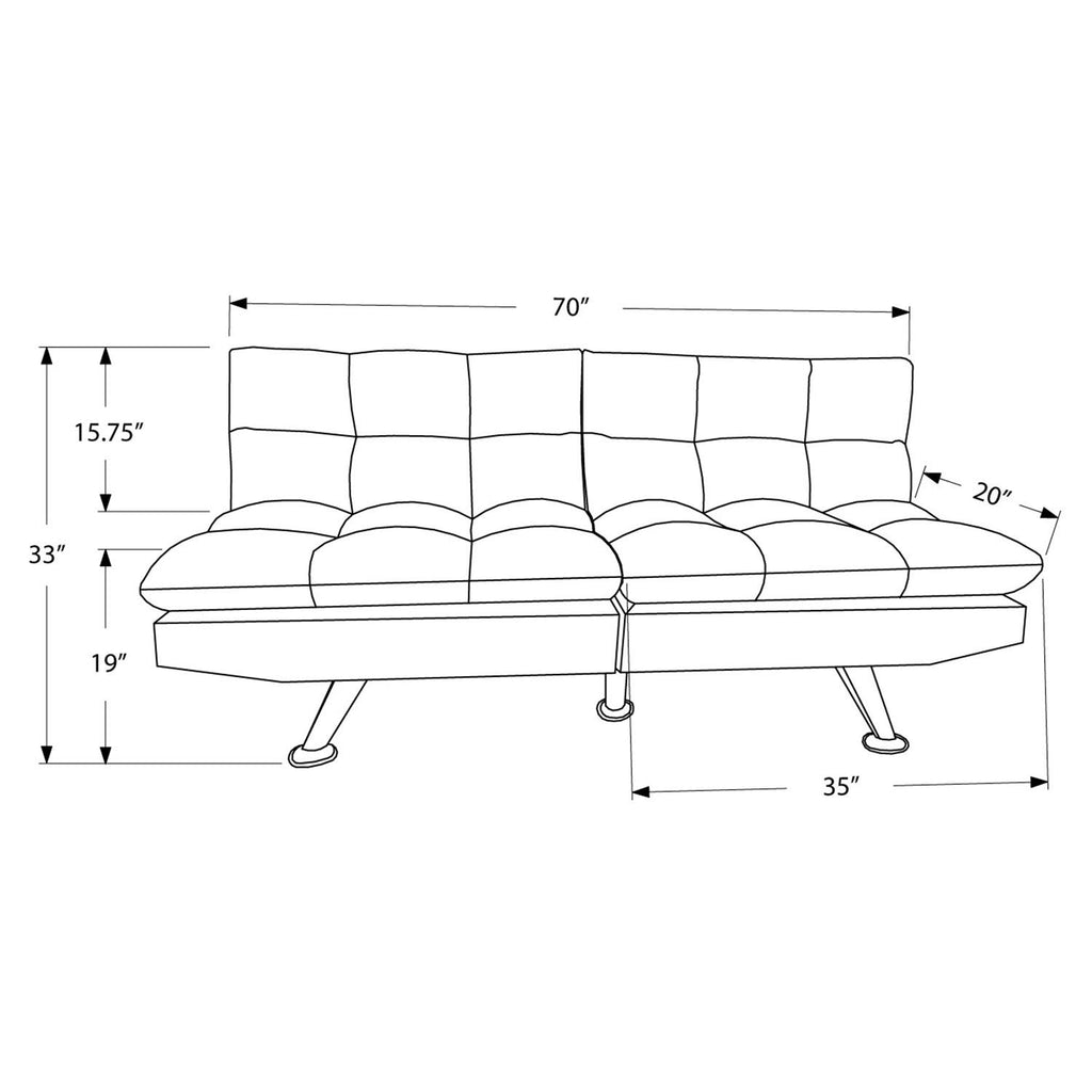 Monarch Specialties Split Back Click Clack Light Grey Micro Suede Futon, 70'L x 23'D x 33'H, Black