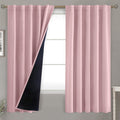 Bgment Pink 100% Blackout 63 Inch Curtains 2 Panel Set With Black Liner, Rod Pocket And Back Tab Double Layer Thermal Insulation