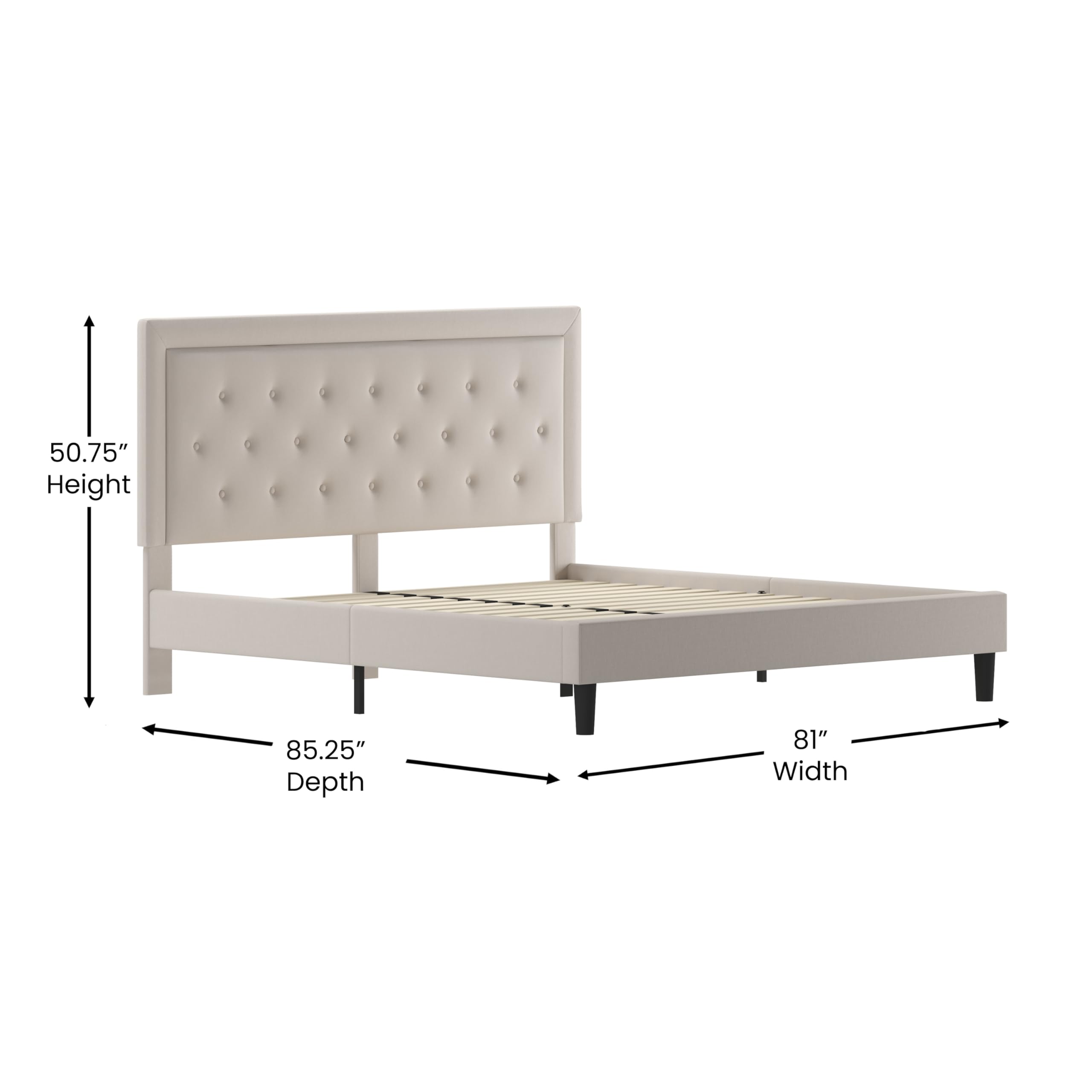Flash Furniture Roxbury King Size Tufted Upholstered Platform Bed In Beige Fabric