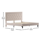 Flash Furniture Roxbury King Size Tufted Upholstered Platform Bed In Beige Fabric