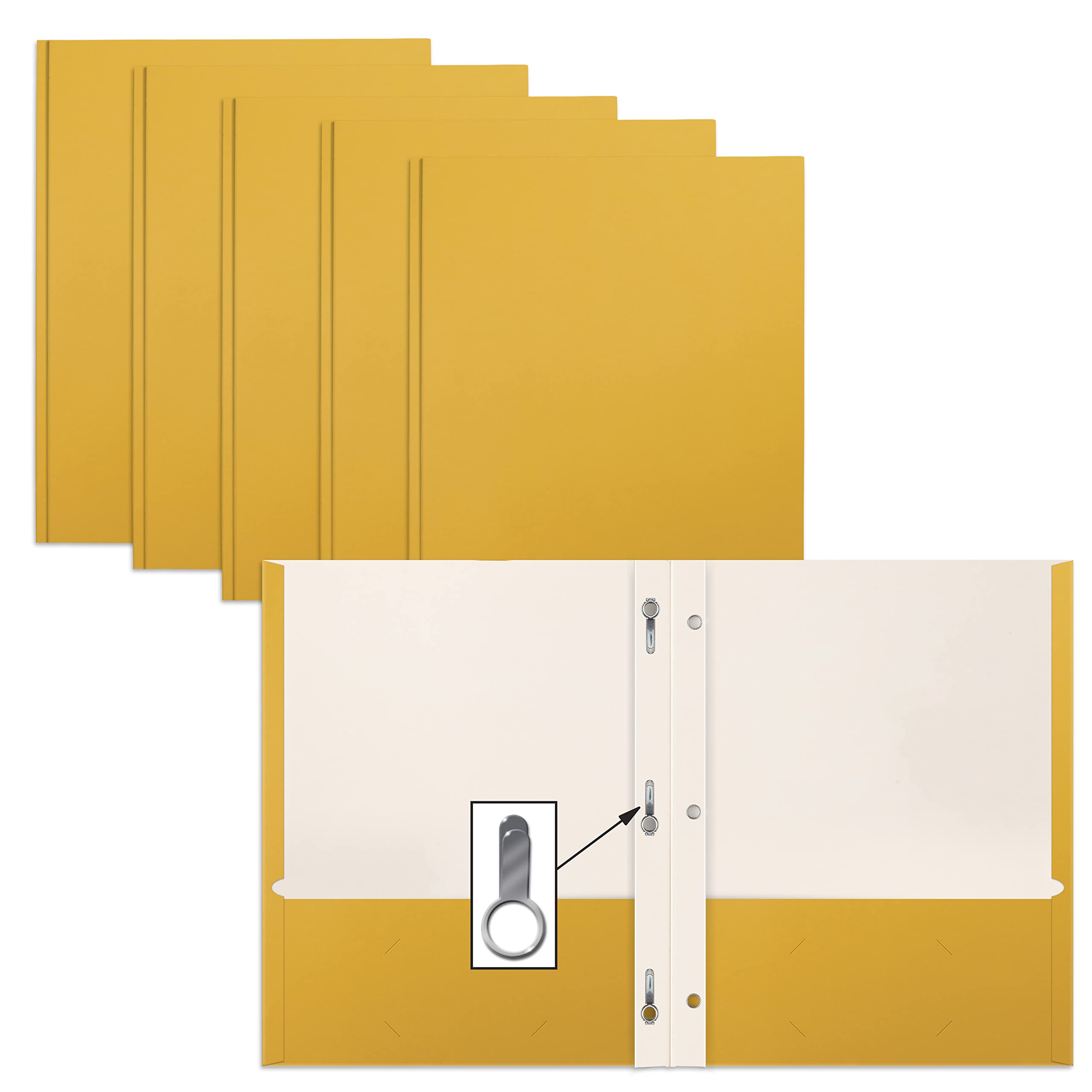 Better Office Products Dark Yellow 2 Pocket Folders With Prongs, 50 Pack, Letter Size, Matte Texture, 8.5 X 11 Inch