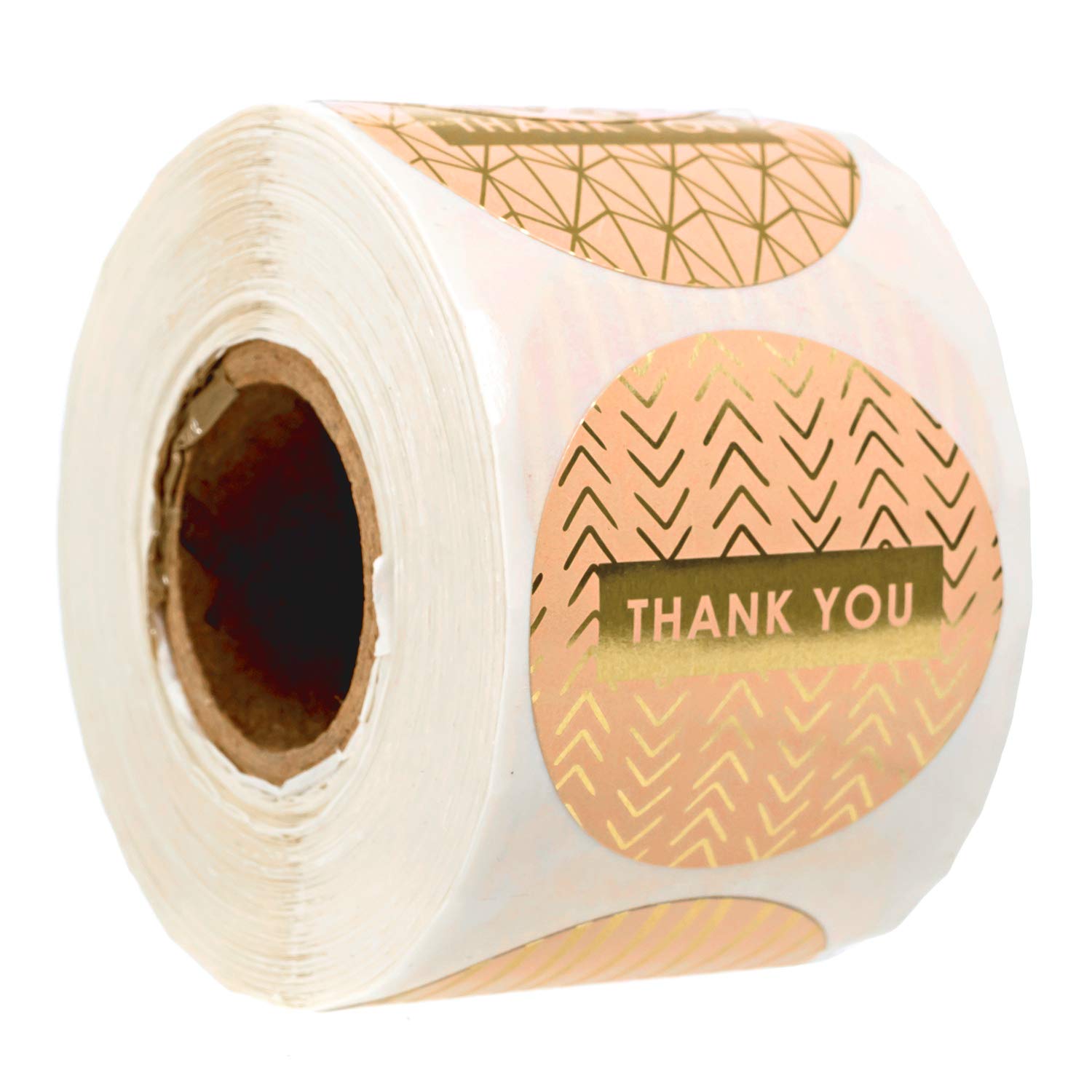 1.5 ' Blush And Gold Foil Thank You Stickers / 6 Gold Geometric Designs / 500 Pink Thank You Business Labels/Shiny Feminine Gra