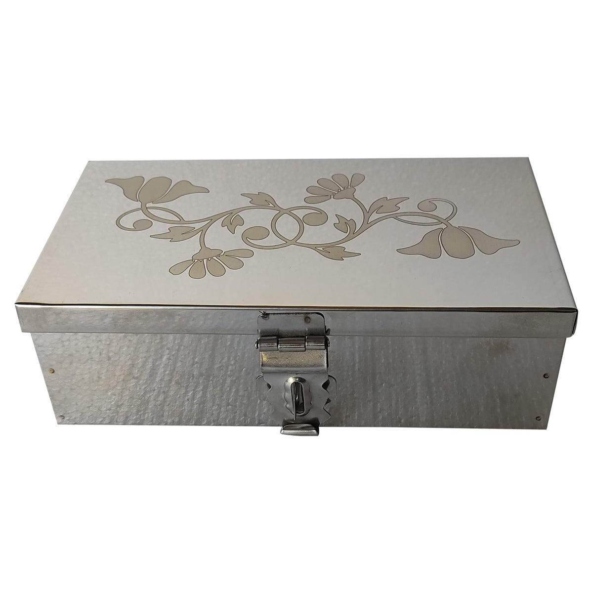 Crevita Stainless Steel Storage Boxes, Cash Peti, Pooja Peti, Organizer, Vanity & Safe Locker Box (Medium) Size9 Inch.