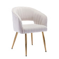 Home Office Chair Velvet Desk Chair Accent Armchair Upholstered Modern Tufted Chairs With Gold Legs For Girls Women Ergonomic Study Seat Computer Task Stools For Living Room(Cream)