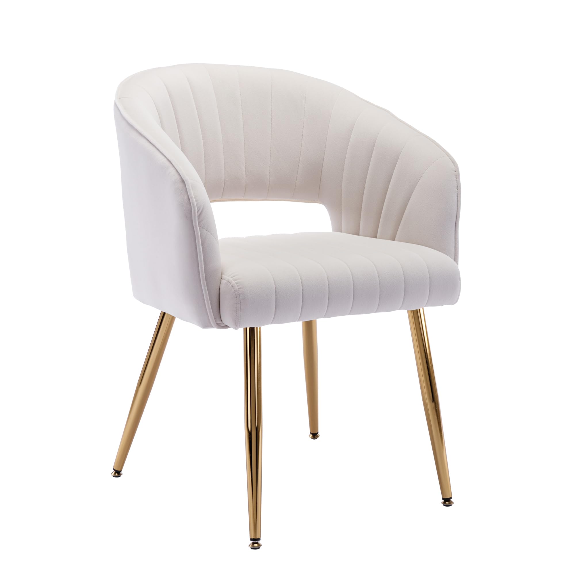 Home Office Chair Velvet Desk Chair Accent Armchair Upholstered Modern Tufted Chairs With Gold Legs For Girls Women Ergonomic Study Seat Computer Task Stools For Living Room(Cream)
