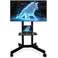 Rolling Tv Stand With Wheels For 32-70 Inch Tvs Up To 110Lbs, Portable Tv Stand With Shelf, Mobile Tv Cart For Living Room, Offi