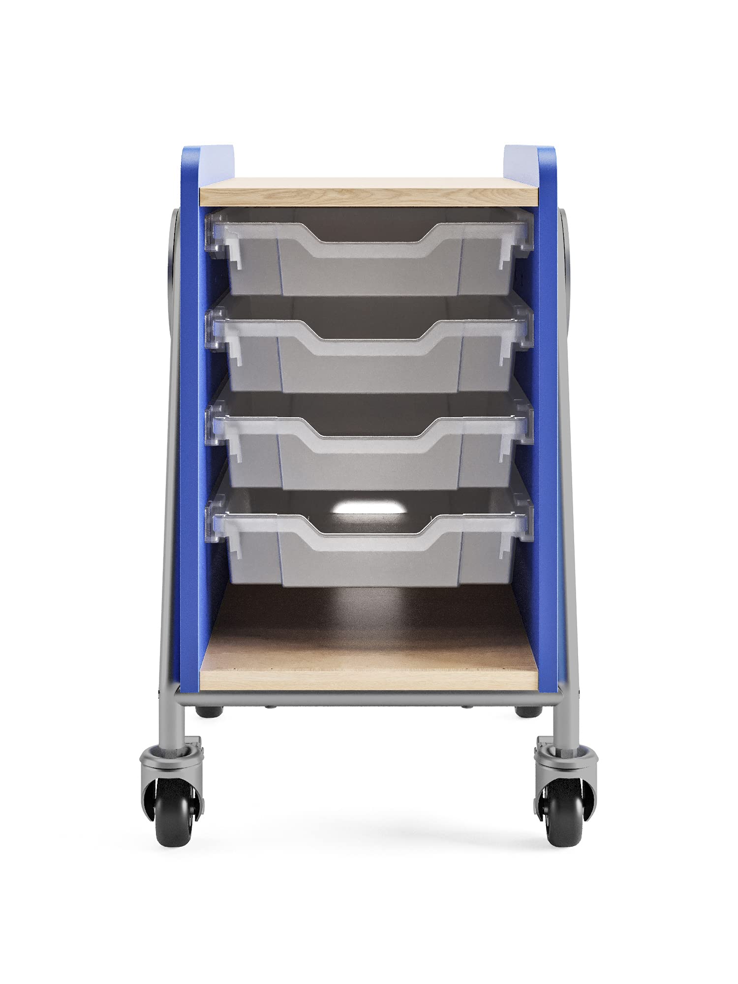 Safco Products 3921SBU Whiffle Typical 1, Single Column 4-Tote Rolling Storage Cart with Magnetic Dry-Erase Back, Red, 27 1/4&quot; H, 27.25&quot; Tall, Spectrum Blue