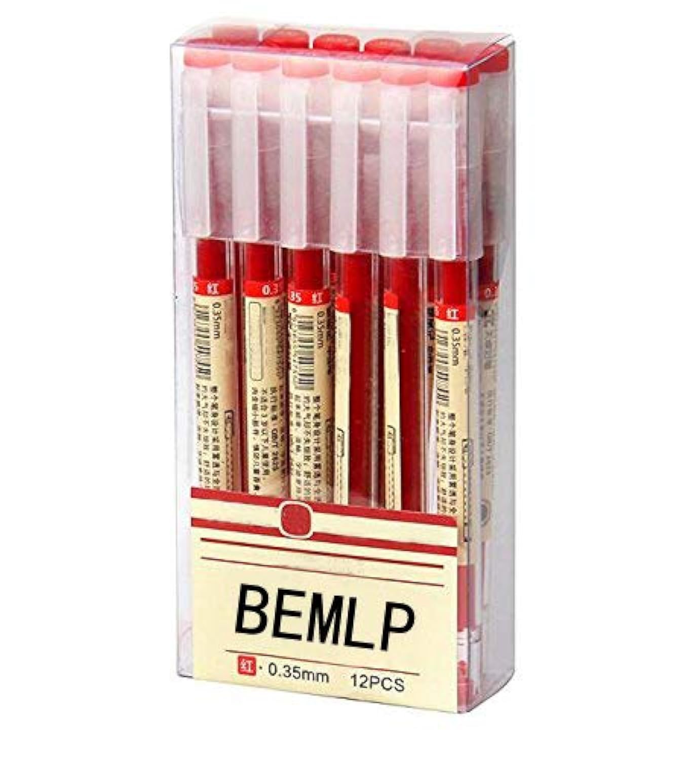 Bemlp Gel Pen 0.35Mm Red Ink Pen Maker Pen School Office Student Exam Writing Stationery Supply Technical Pens 12 Pcs/Set (Red)