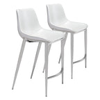 Magnus Counter Chair (Set of 2) White & Silver