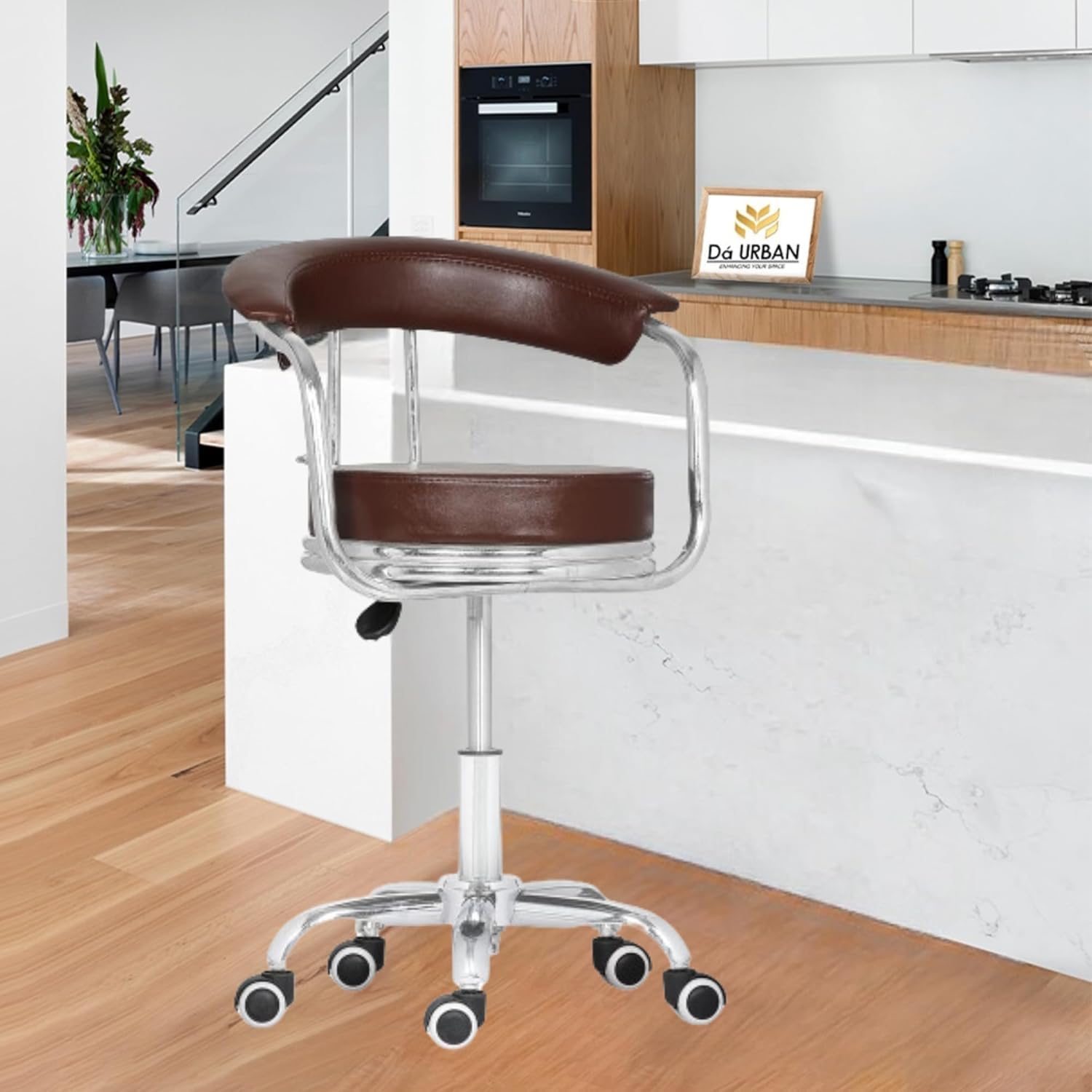 Da Urban Classic Height Adjustable & Revolving Kids Chair With Wheels (Brown) (1 Pc) Metal, 45.7D X 48.3W X 73.7H Cm