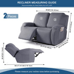 Taococo Recliner Loveseat Slipcover, 2 Pieces Polyester Fabric Stretch Sofa Covers For 2 Seat Reclining Couch, Soft Washable Fur