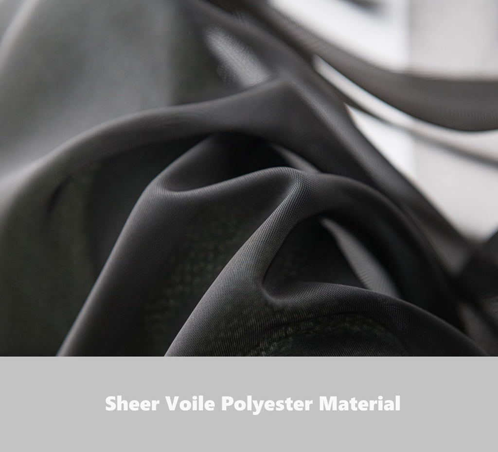 Pi Sheer Curtain 108 Inches Long,Light Window Drapery Soft Airy Voile With Rod Pocket For Living Room/Bedroom/Patio Door/Sliding Glass Door 2 Panels(W42Xl108,Black)