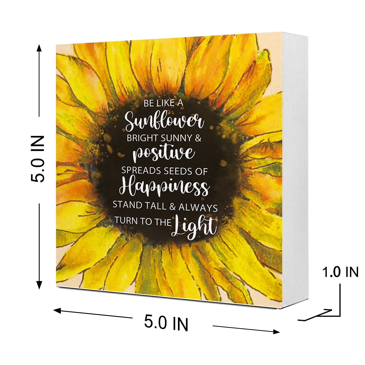 Be Like A Sunflower Bright Sunny And Positive Uplifting Positive Wooden Sign Desk Decor,Inspirational Wood Block Sign Desk Decor