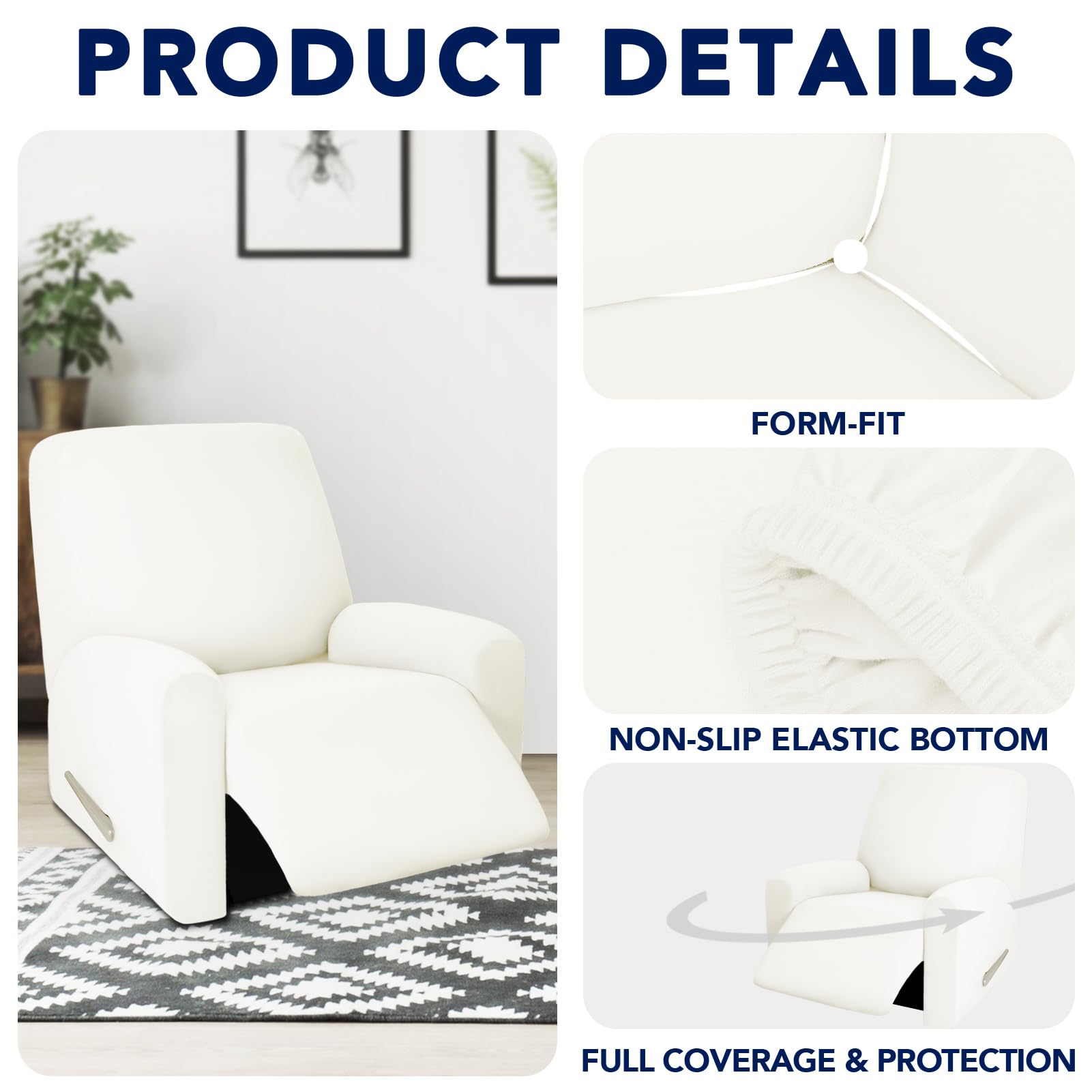 Purefit 100% Dual Waterproof Couch Cover Slipcovers For Couches And Sofas - Stretch Non Slip Fleece Sofa Covers Washable, Leakproof Furniture Protector For Kids, Pets, Dog (Recliner, Beige)