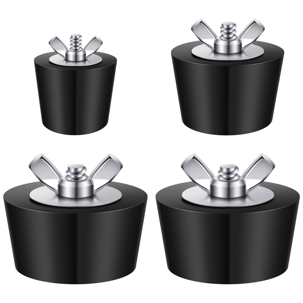 4 Pack 3 Size Pool Plugs Pool Skimmer Plug, Pool Winterizing Plug Pool Plugs With Stainless Steel Screw For Inground Pool Above