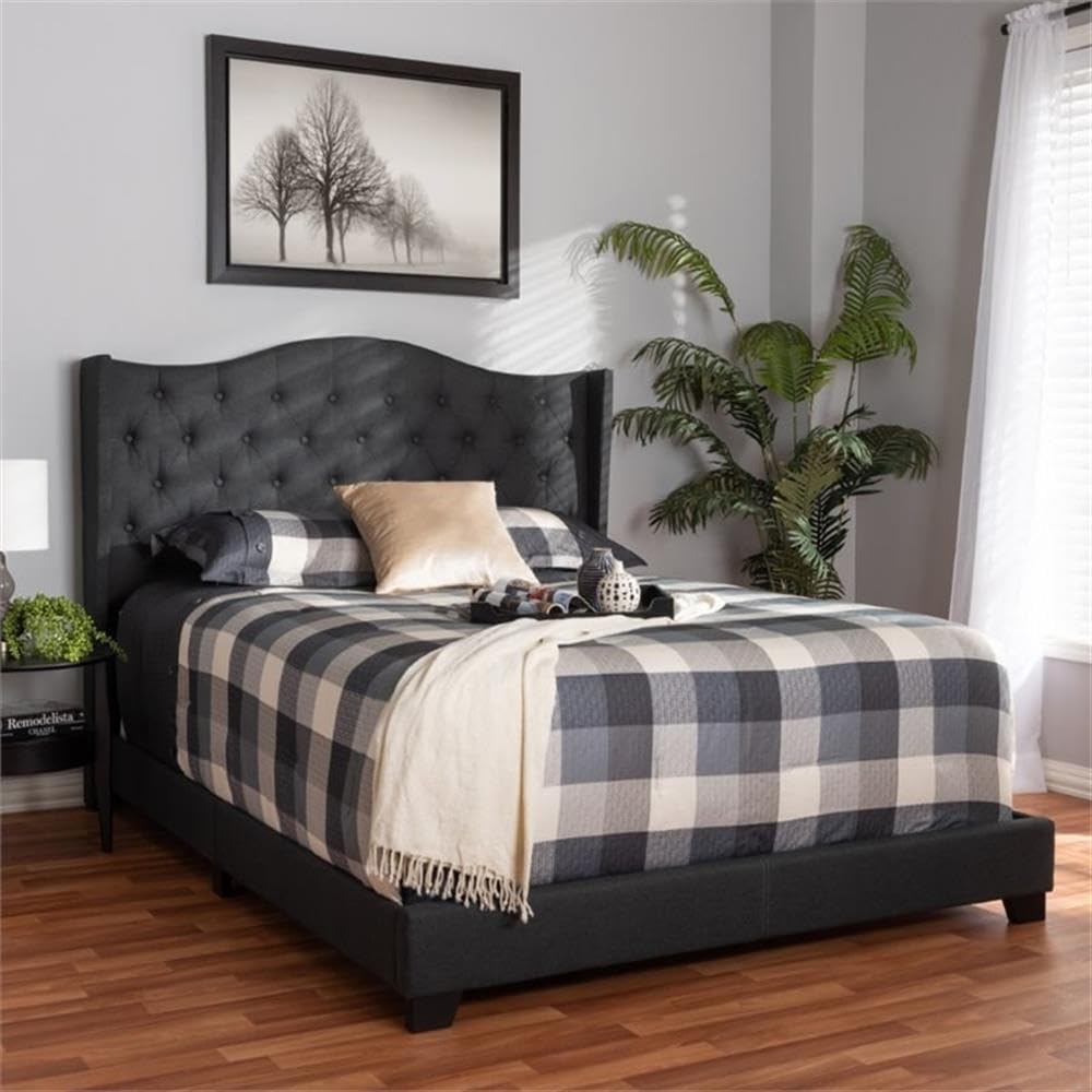 Baxton Studio Alesha Modern and Contemporary Charcoal Grey Fabric Upholstered Full Size Bed