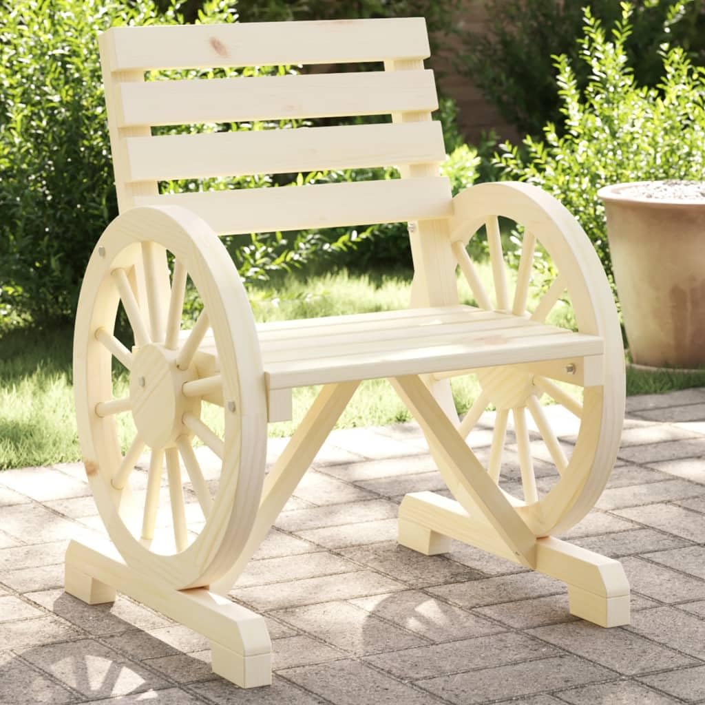 vidaXL Patio Chairs Set of 2-22.8""x22.8""x30.9"" Brown Solid Wood Fir Seating with Wagon Wheel Armrest for Garden, Terrace, 365101