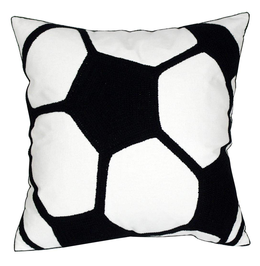 Decopow Embroidered Soccer Throw Pillow Cover,Square 18 Inch Decorative Canvas Pillow Cover For Soccer Room Decor(Cover Only)