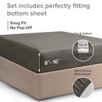 King Fitted Bed Sheet - Hotel Luxury & Cooling Single Fitted Sheet Only - Easily Fits Mattress Up To 16 Inches Perfectly - Soft, Wrinkle Free, Breathable & Comfy Dark Grey Single Fitted Bed Sheet