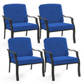 Tangkula 4 Piece Patio Metal Chairs, Outdoor Dining Chairs With Seat & Back Cushions, Heavy-Duty Metal Frame, Ergonomic Patio So