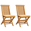 vidaXL Patio Chairs with Cream Cushions - Solid Teak Wood Construction - Lightweight, Foldable Design - Includes Polyester Seat Cushions - Ideal for Garden, Patio, Deck Usage
