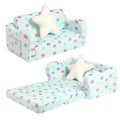 Momcaywex Extra Wider Seating Toddler Couch, 2-In-1 Toddler Soft Couch Fold Out With Star Pillow, Convertible Sofa To Lounger For Girls And Boys