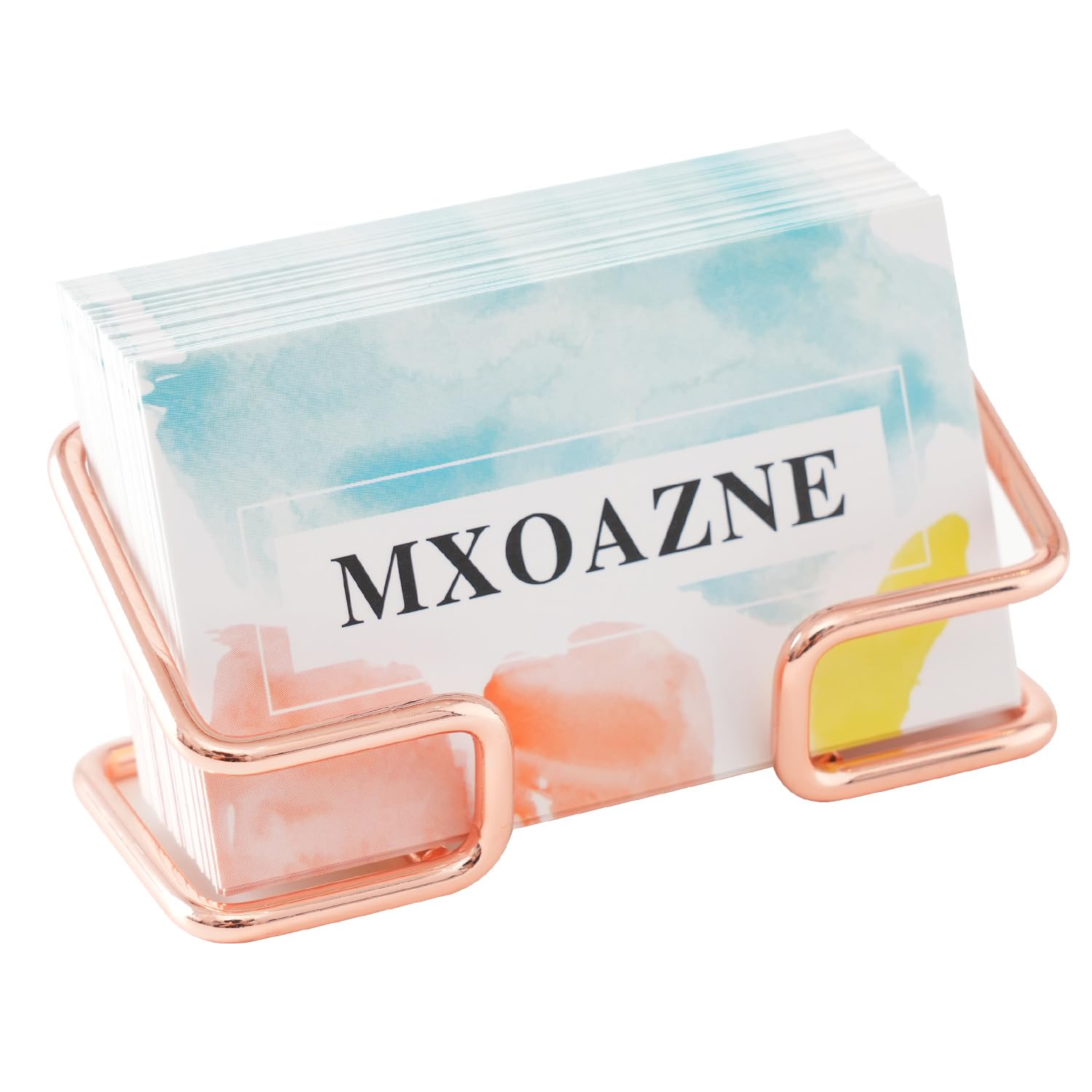 Mxoazne Business Card Holder For Desk, Cute Business Card Holder Display, Modern Desktop Business Card Holder Stand, 1 Pack, Ros