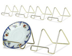 BANBERRY DESIGNS Wire Easel Display Stand Plate Holders - Smooth Plated Brass Metal - 3'' H - Pack of 6 Pcs