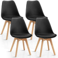 Giantex Set Of 4 Modern Dining Chairs, High Backrest Kitchen Chairs, Elegant Mid Century Side Chairs W/Padded Seat, Solid Wood Legs, Upholstered Tulip Chair For Dining Room, Living Room (Black)