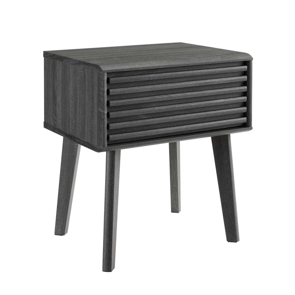 Modway Render Mid-Century Modern End Table or Nightstand in Charcoal, 15 x 19 x 21.5