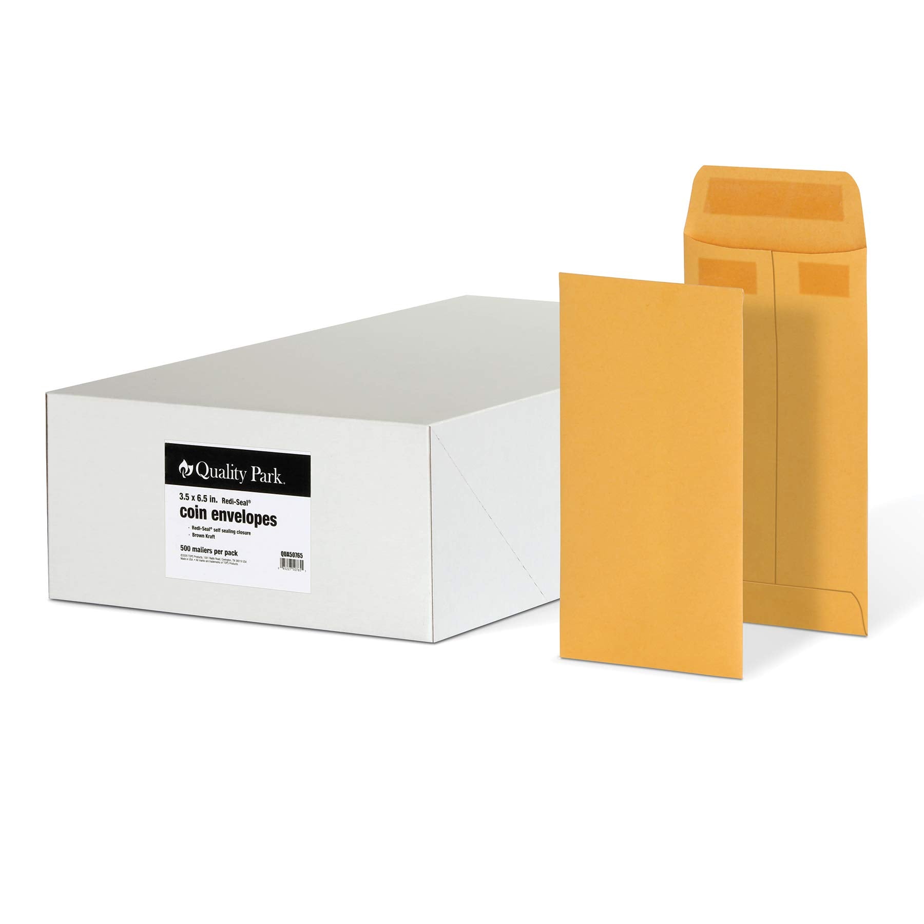 Quality Park #7 Coin And Small Parts Envelopes, Self Seal, For Home, Office, Garden, 24 Lb Brown Kraft, 3-1/2 X 6-1/2 Inches, 50