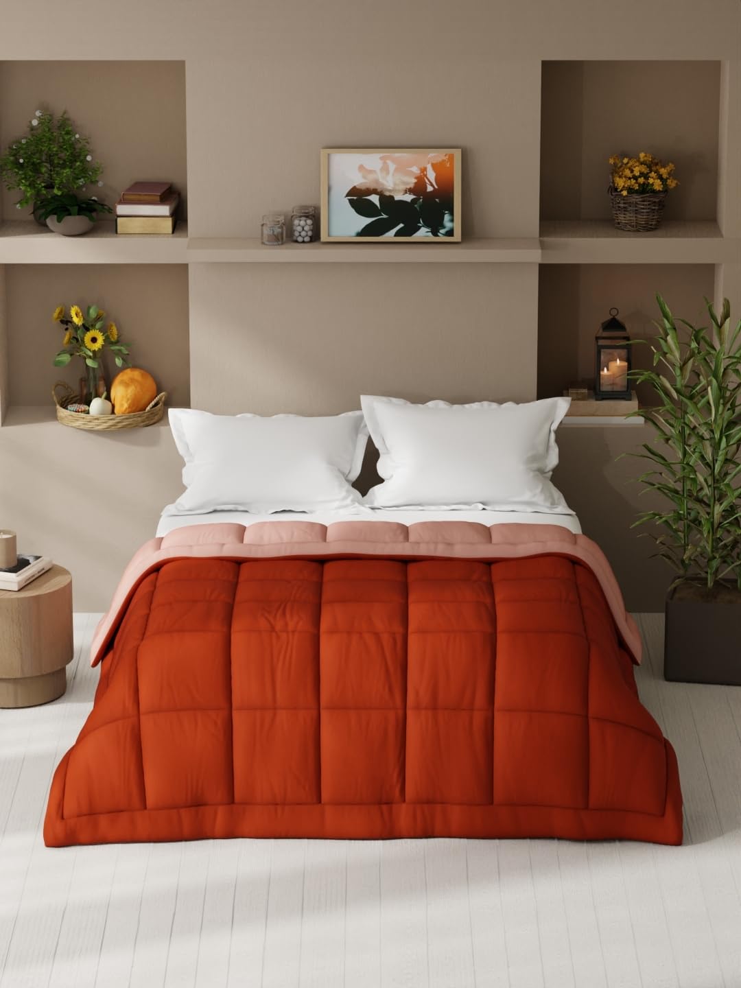 KOPA Ultra Soft Microfiber Reversible Comforter for All Weather 1pc Double (Feather lite) Rust/Orange