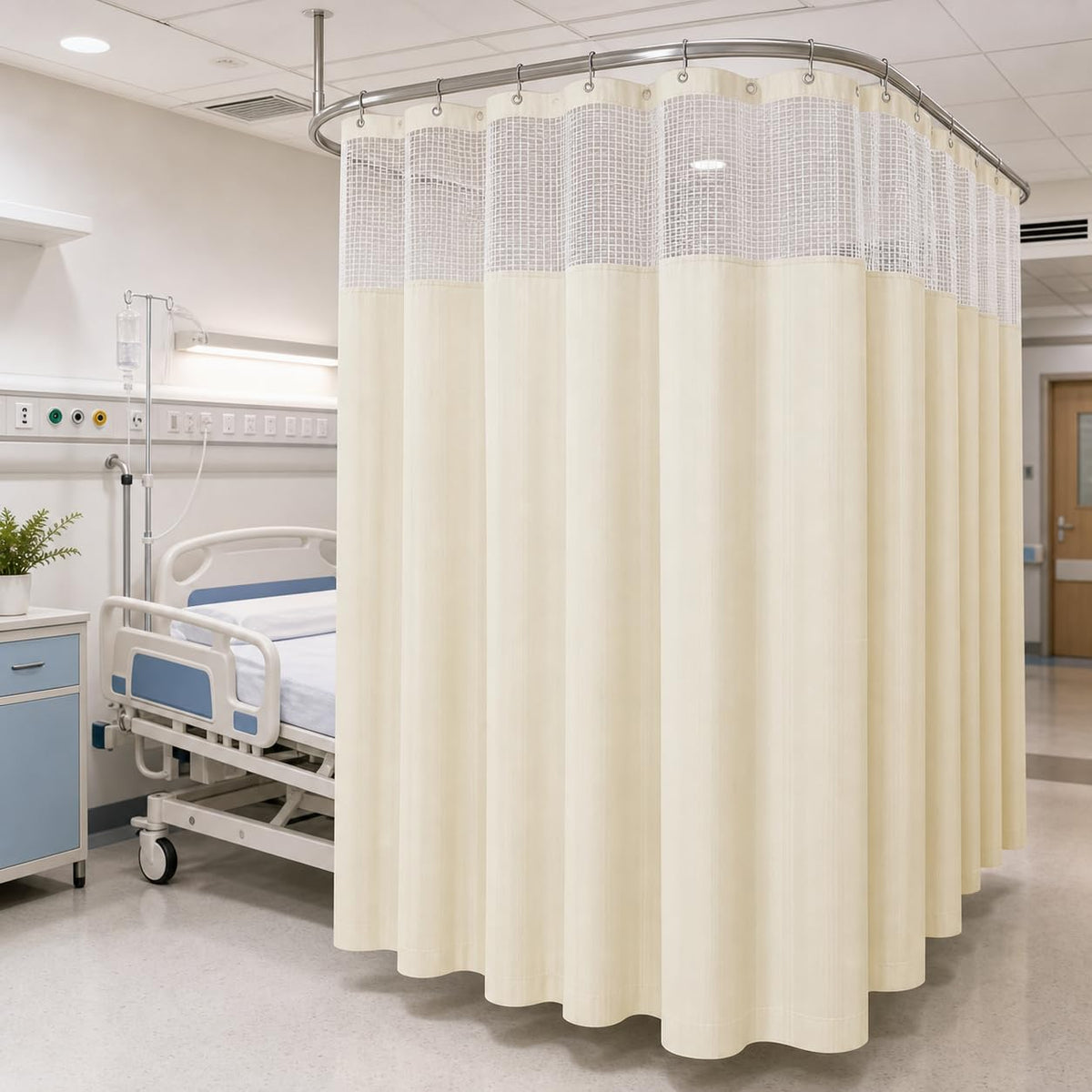 CASANEST Hospital Partition Curtains for ICU and Wards PVC Curtains, 4.5 x 8 ft, CreamHos008