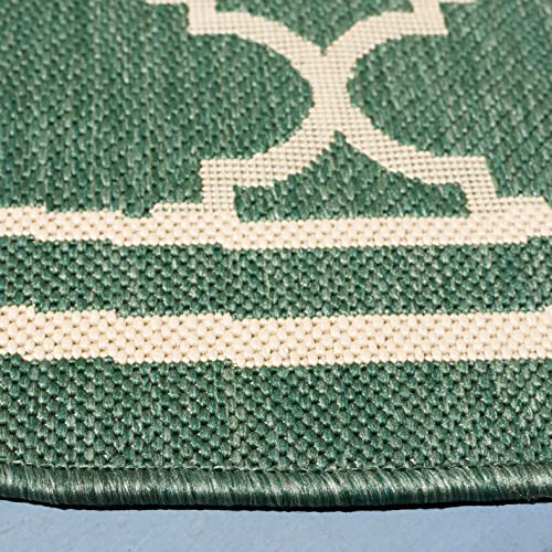 Safavieh Courtyard Collection 6'7'' Round Dark Green/Beige Cy6918 Moroccan Trellis Geometric Indoor/ Outdoor -Waterproof Easy -Cleaning Patio Backyard Mudroom Area -Rug