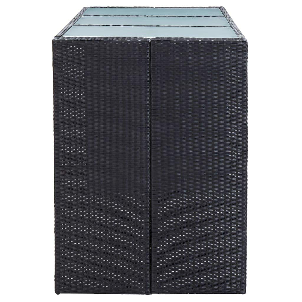 7 Piece Garden Bar Set with Cushions Poly Rattan Black