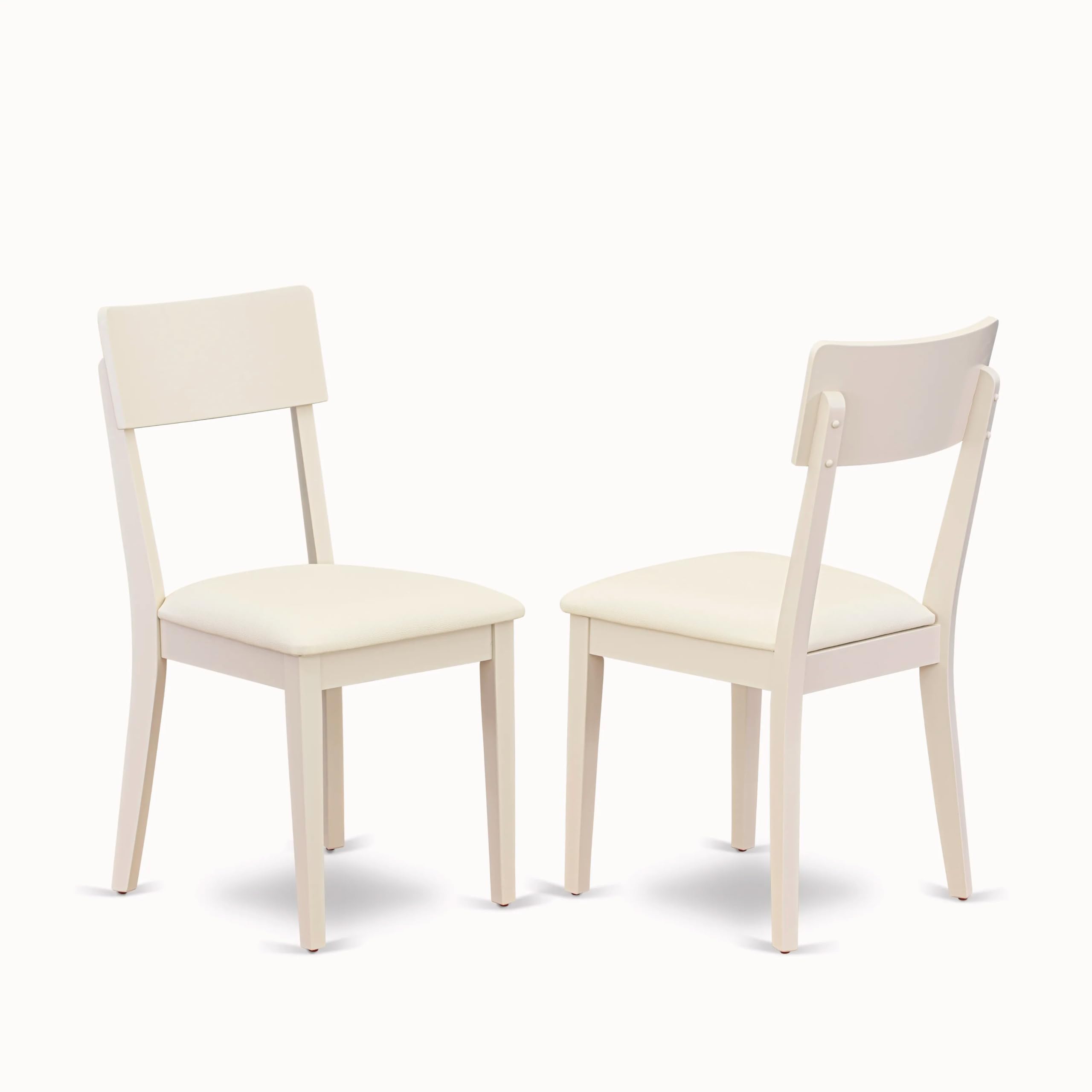 East West Furniture Adc-Lwh-Lc Andi Dining Chairs - Faux Leather Upholstered Dinette Chairs, Set Of 2, Linen White