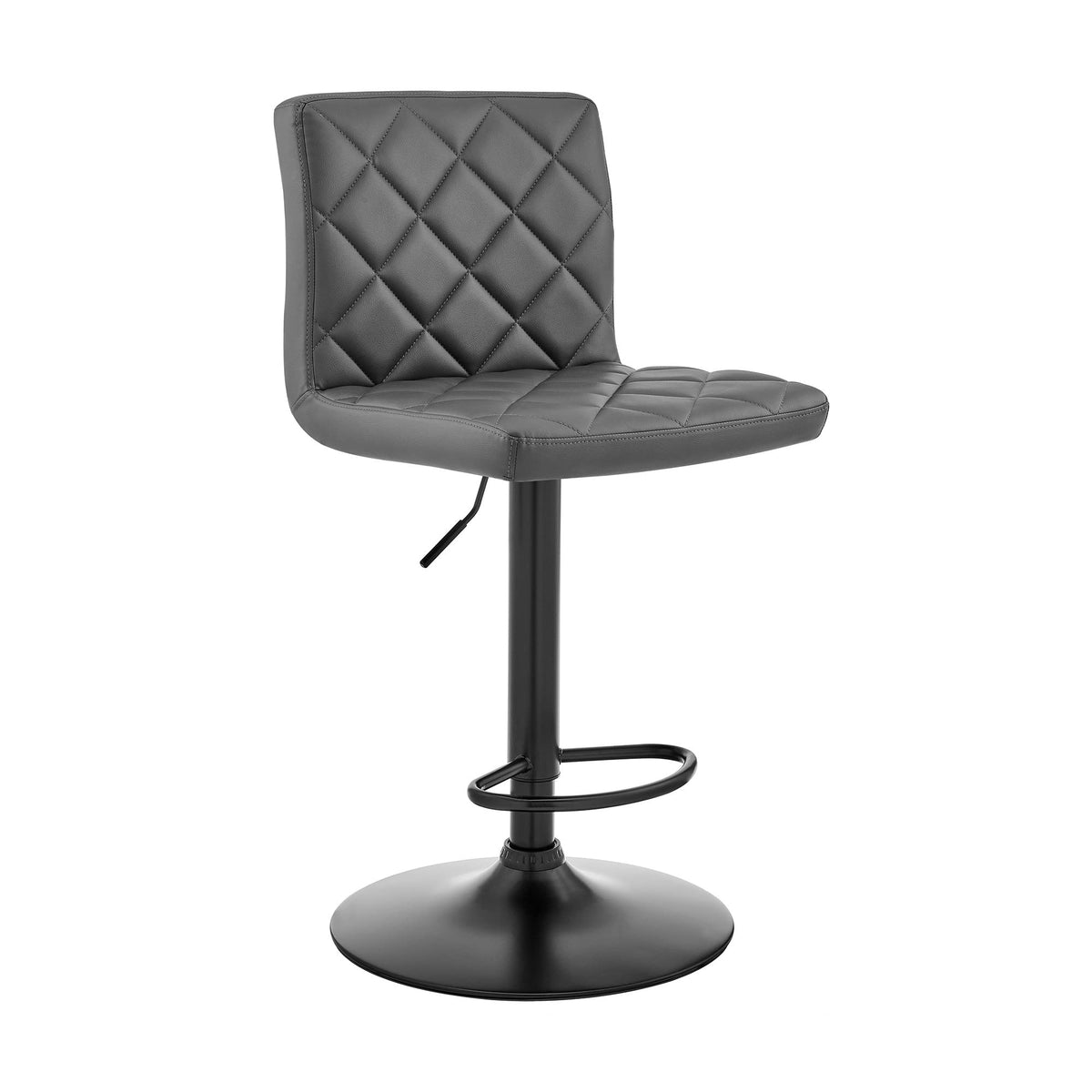 HomeRoots Plywood, Metal, Faux Leather Gray Faux Leather Swivel Adjustable Bar Stool